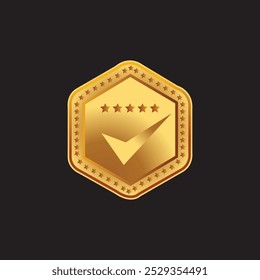 Gold Check Symbol vollständig editierbare Vektorvorlage markieren