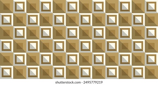 Gold checkered tiles. Vector repeating and seamless tile of golden color squares.