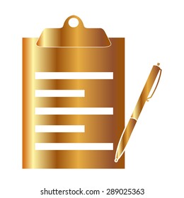 Gold checklist icon - vector