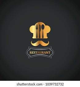 gold chef food restaurant vintage vector logo