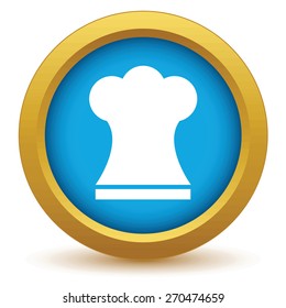 Gold chef hat icon on a white background. Vector illustration