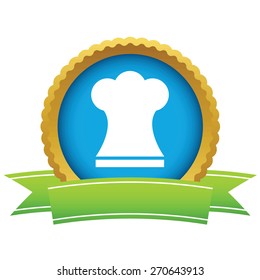 Gold chef hat logo on a white background. Vector illustration