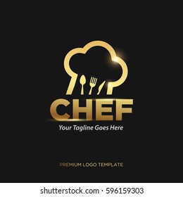 Gold Chef logo vector Template. You can use for Restaurant logo and Food Company. Vector illustration.