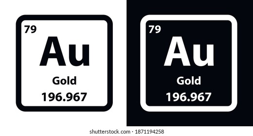 Gold  chemical element icon. The chemical element of the periodic table. Sign with atomic number. 