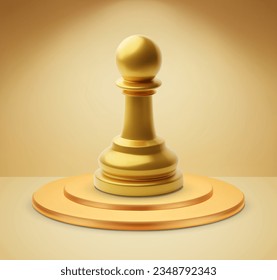 Gold chess pawn on a podium. Chess tournament concept. EPS10 vector