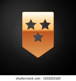 Gold Chevron icon isolated on black background. Military badge sign.  Vector Illustration