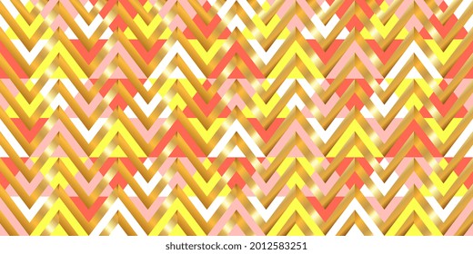 Gold chevron seamless pattern on mosaic background. Gold zigzag line on triangle mosaic abstract background. Design for web, wallpaper, greeting card and invitation card. Vector illustration EPS10.