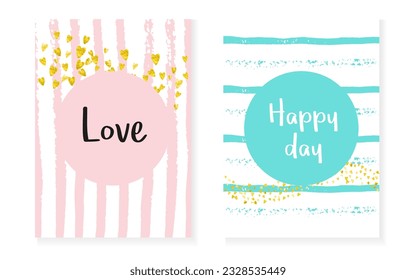 Gold Chic Pattern. Golden Birthday Design. White Abstract Particles. Engagement Painting Set. Turquoise Fashion Frame. Stripe Nursery Particle. Mint Art. Pink Gold Chic Pattern