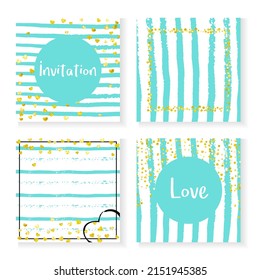 Gold Chic Sequins. Glittery Particle. Turquoise Stylish Frame. White Mothers Illustration. Holiday Invite. Save Date Stardust Set. Golden Glow Art. Stripe Gold Chic Sequins