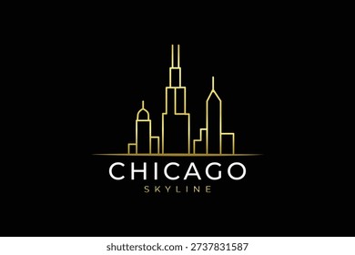 Gold Chicago Skyline Logo Design for Luxury Real Estate and City Branding