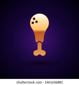 Gold Chicken leg icon isolated on dark blue background. Chicken drumstick. Vector Illustration Gold Chicken leg icon isolated on dark blue background. Chicken drumstick. Vector Illustration