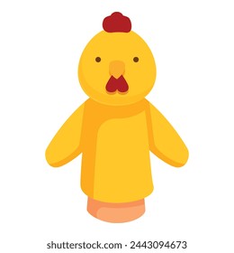 Gold chicken toy icon cartoon vector. Puppet doll. Happy actor handle