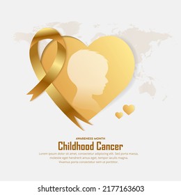 Gold Childhood cancer awareness month design background. International Childhood cancer day design vector