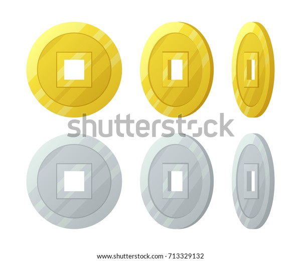 Gold China Vector Coins Set Silver Stock Vector (Royalty Free ...