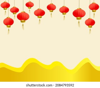 Gold chine lantern for background or advertising backdrop