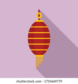 Gold chinese lantern icon. Flat illustration of gold chinese lantern vector icon for web design