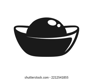 Gold Chinese old money ingot vector illustration icon silhouette