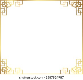 gold chinese rhombus square frame vector illustration. Good for banner, poster, greeting card, party card, invitation, template, advertising, campaign, and social media.