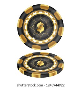 Gold chip vector for casino and gambling