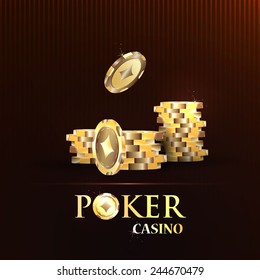 Gold chips, the concept of a casino.