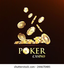 Gold chips, the concept of a casino.