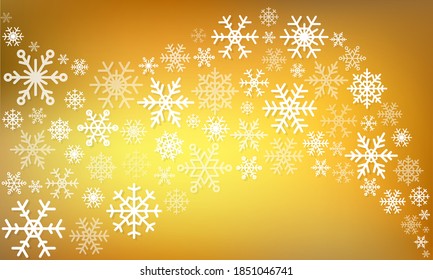Fondo de Navidad dorado con copos de nieve. Ilustración del vector