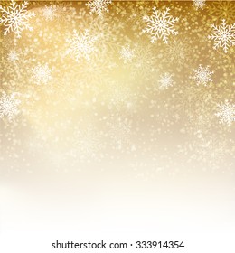 Gold Christmas Background With  Snowflakes. Vector Illustration For Christmas Posters, Icons, Christmas Greeting Cards, Christmas Print And Web Projects.
