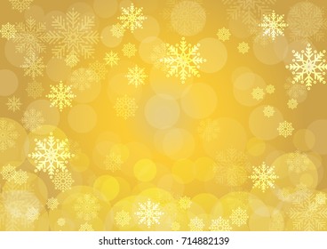 Gold Christmas background with snowflakes. Vector illustration for Christmas posters, icons, Christmas greeting cards and other decoration.