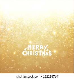 Gold Christmas Background With Snowflakes For Xmas Design. Vector Eps 10.