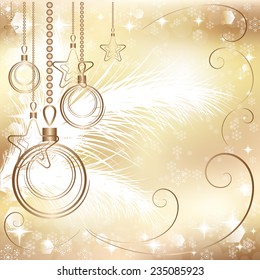 gold Christmas background, vector illustration