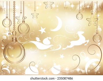 gold Christmas background, vector illustration