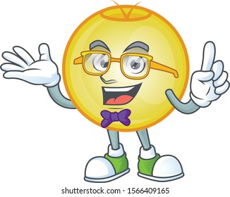 Gold Christmas ball character geek mascot Gold Christmas ball character geek mascot