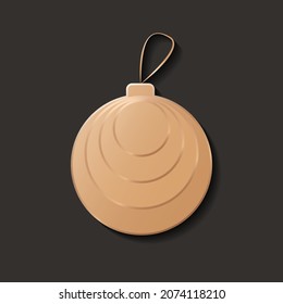 Gold Christmas ball. Decorative design element, holiday decoration for Christmas and New Year cards. Vector illustration