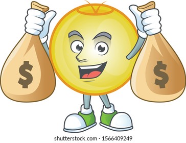 Gold christmas ball isolated character holding money bag