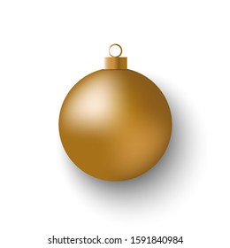 Gold Christmas ball, isolated on white background. Vector illustration.
