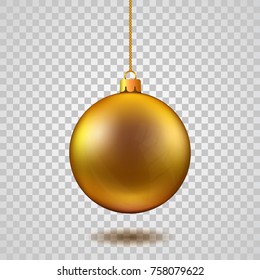 Gold Christmas ball. New year toy - vector