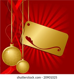 gold christmas ball on red background