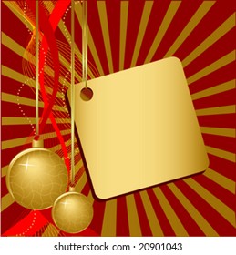 gold christmas ball on red background, vector