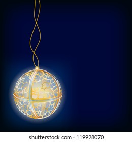 Gold Christmas ball. Vector background.