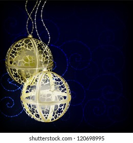 Gold Christmas ball. Vector background.