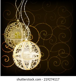 Gold Christmas ball. Vector background.