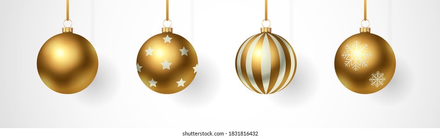 Gold christmas balls with shadow