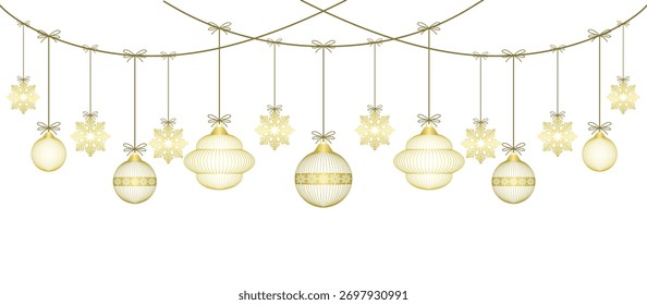 ouro natal baubles vetor eps