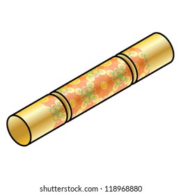 A gold christmas bon bon/cracker with a modern floral pattern.