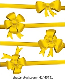 Gold christmas bow decoration - vector