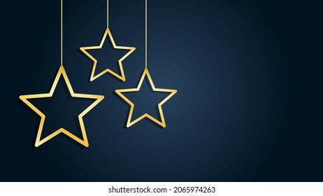 Gold Christmas Card. Gold Stars On Navy