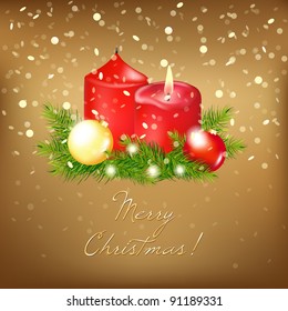 Tarjeta de Navidad dorada, Ilustración vectorial