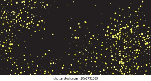 Gold Christmas Cosmos. Golden Pattern Symbol. Yellow Confetti Poster. Celebration Modern. Universe Gift. Sparkling Anniversary. Starry Anniversary. Winter Greeting.