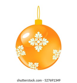 Gold Christmas decorative ball. Vector illustration of glass object on white.