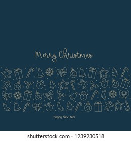 gold christmas icons elements circle blue background